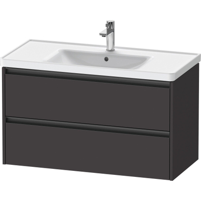 Duravit Ketho 2 meuble sous-lavabo avec 2 tiroirs 98.4x45.5x54.9cm avec poignées graphite anthracite supermat