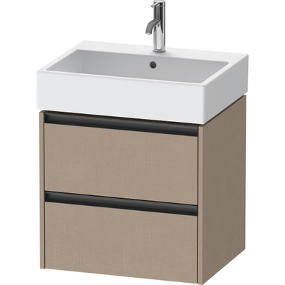 Duravit Ketho.2 Wastafelonderbouwkast - met 2 laden - 58.4x46x54.9cm - met grepen antraciet - linnen mat