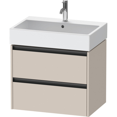 Duravit Ketho.2 Wastafelonderbouwkast - met 2 laden - 68.4x46x54.9cm - met grepen antraciet - taupe mat