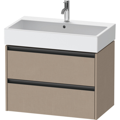 Duravit Ketho.2 Wastafelonderbouwkast - met 2 laden - 78.4x46x54.9cm - met grepen antraciet - linnen mat