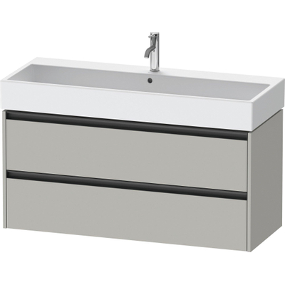 Duravit Ketho 2 wastafelonderbouwkast met 2 laden voor enkele wastafel 118.4x46x54.9cm met grepen antraciet betongrijs mat