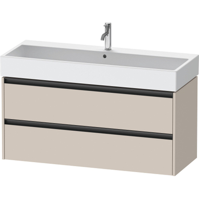 Duravit Ketho 2 meuble sous-lavabo avec 2 tiroirs pour vasque simple 118,4x46x54,9cm avec poignées anthracite taupe mat