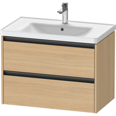 Duravit ketho meuble à 2 vasques avec 2 tiroirs 78.4x45.5x54.9cm avec poignées anthracite chêne naturel mat