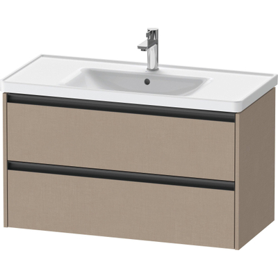 Duravit Ketho.2 Wastafelonderbouwkast - met 2 laden - 98.4x45.5x54.9cm - met grepen antraciet - linnen mat
