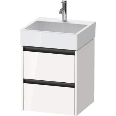 Duravit Ketho 2 meuble sous-lavabo - 2 tiroirs - 48.4x46x54.9cm - poignées anthracite - blanc brillant