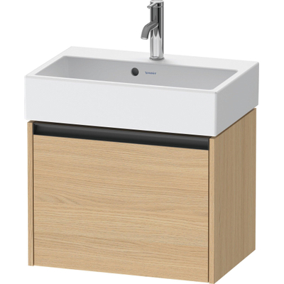 Duravit ketho meuble à 2 vasques avec 1 tiroir 58.4x39x44cm avec poignée anthracite chêne naturel mat