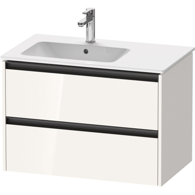 Duravit Ketho.2 Wastafelonderbouwkast - met 2 laden - voor waskom links - 81x48x54.9cm - met grepen antraciet - hoogglans wit