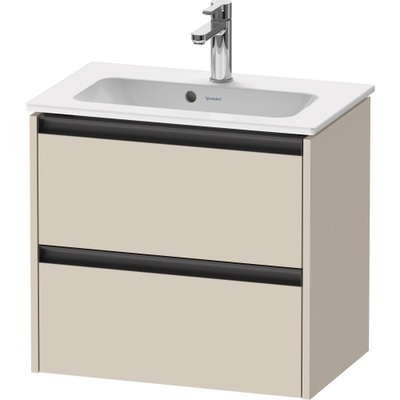 Duravit Ketho.2 Wastafelonderbouwkast - met 2 laden - 61x39x54.9cm - met grepen antraciet - taupe supermat