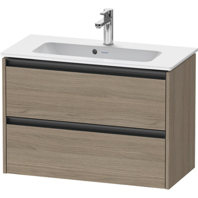 Duravit Ketho 2 meuble sous-lavabo avec 2 tiroirs 81x39x54.9cm avec poignées chêne anthracite terra mat