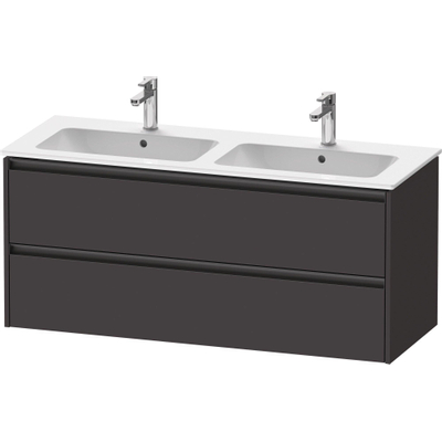 Duravit Ketho.2 Wastafelonderbouwkast - met 2 laden - voor dubbele wastafel - 128x48x55cm - met grepen antraciet - grafiet supermat