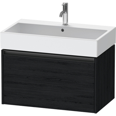 Duravit Ketho.2 Wastafelonderbouwkast - met 1 lade - 78.4x46x44cm - met greep antraciet - eiken zwart mat