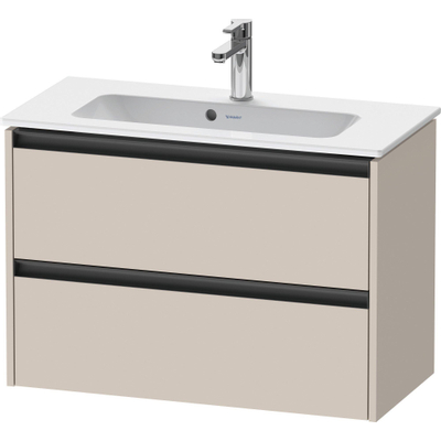 Duravit Ketho.2 Wastafelonderbouwkast - met 2 laden - 81x39x54.9cm - met grepen antraciet - taupe mat