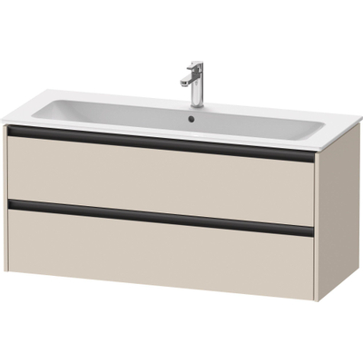 Duravit Ketho 2 meuble bas sous lavabo avec 2 tiroirs pour lavabo simple 121x48x55cm avec poignées anthracite taupe super mat