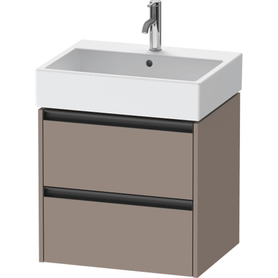 Duravit ketho meuble à 2 vasques avec 2 tiroirs 58.4x46x54.9cm avec poignées anthracite basalte mat