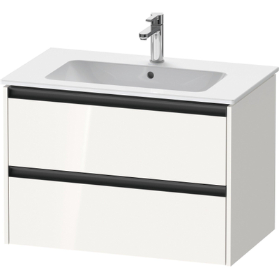Duravit Ketho.2 Wastafelonderbouwkast - met 2 laden - 81x48x55cm - met grepen antraciet - hoogglans wit
