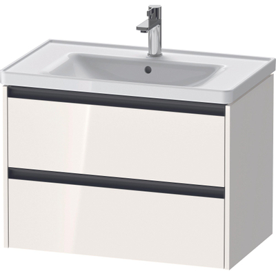 Duravit Ketho.2 Wastafelonderbouwkast - met 2 laden - 78.4x45.5x54.9cm - met grepen antraciet - hoogglans wit