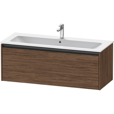 Duravit Ketho 2 meuble sous-lavabo avec 1 tiroir pour lavabo simple 121x48x44cm avec poignée anthracite noyer foncé mat