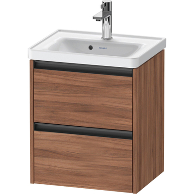 Duravit ketho meuble à 2 vasques avec 2 tiroirs 48.4x37.5x54.9cm avec poignées noyer mat anthracite