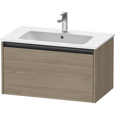 Duravit Ketho.2 Wastafelonderbouwkast - met 1 lade - 81x48x44cm - met greep antraciet - eiken terra mat