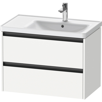 Duravit Ketho.2 Wastafelonderbouwkast - met 2 laden - voor waskom rechts - 78.4x45.5x54.9cm - met grepen antraciet - wit mat