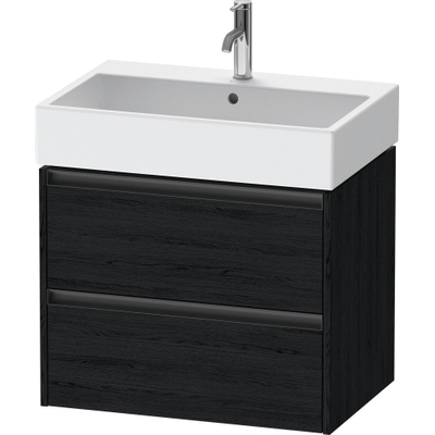 Duravit Ketho.2 Wastafelonderbouwkast - met 2 laden - 68.4x46x54.9cm - met grepen antraciet - eiken zwart mat
