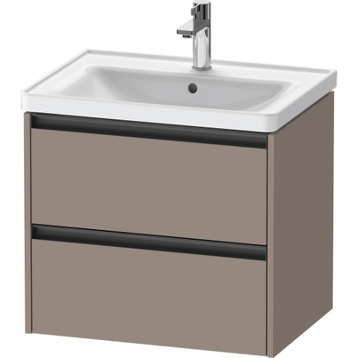 Duravit Ketho.2 Wastafelonderbouwkast - met 2 laden - 63.4x45.5x54.9cm - met grepen antraciet - basalt mat