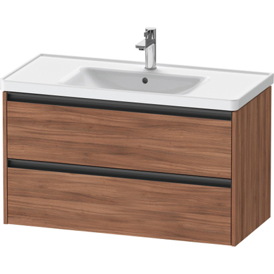 Duravit Ketho 2 meuble sous-lavabo avec 2 tiroirs 98.4x45.5x54.9cm avec poignées noyer anthracite mat