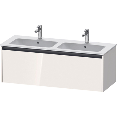 Duravit Ketho.2 Wastafelonderbouwkast - met 1 lade - voor dubbele wastafel - 128x48x44cm - met greep antraciet - hoogglans wit