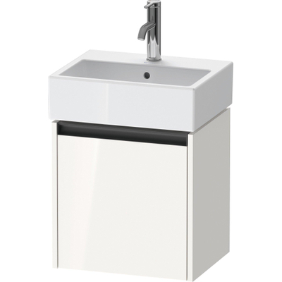 Duravit ketho meuble 2 vasques avec 1 porte 43.4x33.8x44cm gauche, avec poignée anthracite blanc brillant