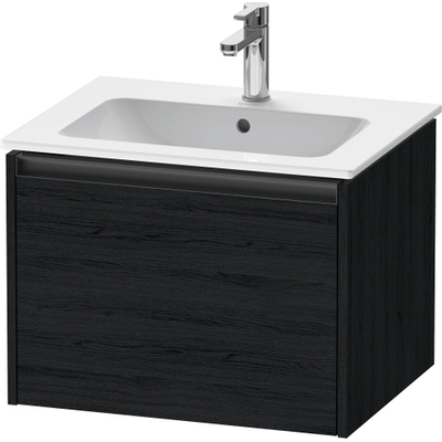 Duravit ketho 2 meuble sous lavabo avec 1 tiroir 61x48x44cm avec poignée chêne anthracite noir mat
