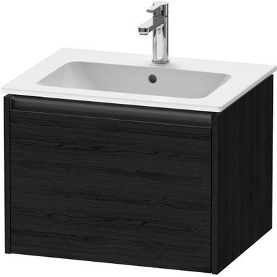 Duravit Ketho.2 Wastafelonderbouwkast - met 1 lade - 61x48x44cm - met greep antraciet - eiken zwart mat
