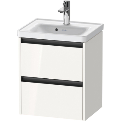 Duravit Ketho 2 Meuble sous-lavabo - 2 tiroirs - 48.4x37.5x54.9cm - poignées anthracite - blanc brillant