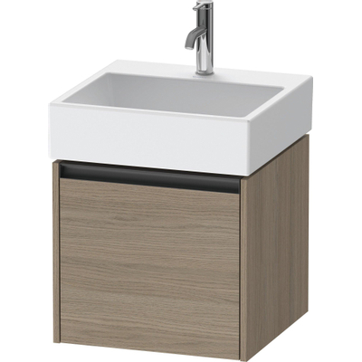 Duravit Ketho 2 wastafelonderbouwkast met 1 lade 48.4x46x44cm met greep antraciet eiken terra mat