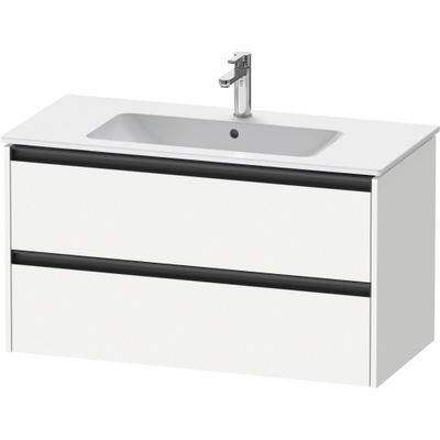 Duravit Ketho 2 meuble sous-lavabo avec 2 tiroirs 101x48x55cm avec poignées blanc mat anthracite