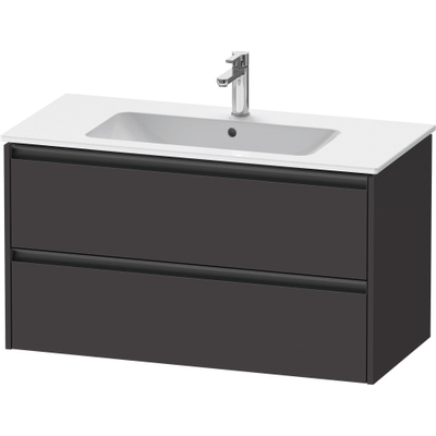 Duravit Ketho 2 meuble sous-lavabo avec 2 tiroirs 101x48x55cm avec poignées anthracite graphite supermat