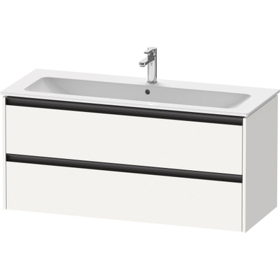 Duravit Ketho.2 Wastafelonderbouwkast - met 2 laden - voor enkele wastafel - 121x48x55cm - met grepen antraciet - wit mat