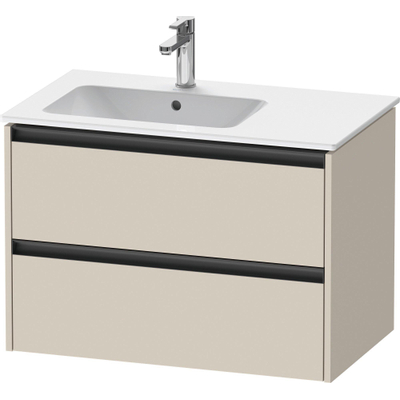 Duravit Ketho.2 Wastafelonderbouwkast - met 2 laden - voor waskom links - 81x48x54.9cm - met grepen antraciet - taupe supermat