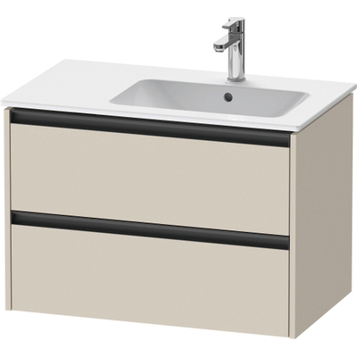 Duravit Ketho.2 Wastafelonderbouwkast - met 2 laden - voor waskom rechts - 81x48x54.9cm - met grepen antraciet - taupe supermat