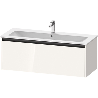 Duravit Ketho.2 Wastafelonderbouwkast - met 1 lade - voor enkele wastafel - 121x48x44cm - met greep antraciet - hoogglans wit