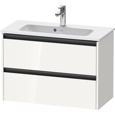 Duravit Ketho.2 Wastafelonderbouwkast - met 2 laden - 81x39x54.9cm - met grepen antraciet - hoogglans wit