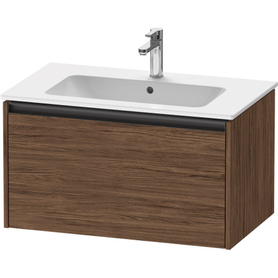 Duravit ketho 2 meuble sous lavabo avec 1 tiroir 81x48x44cm avec poignée anthracite noyer foncé mat