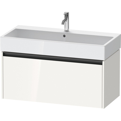 Duravit Ketho.2 Wastafelonderbouwkast - met 1 lade - 98.4x46x44cm - met greep antraciet - hoogglans wit