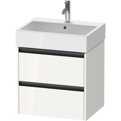 Duravit ketho meuble 2 vasques avec 2 tiroirs 58.4x46x54.9cm avec poignées anthracite blanc brillant