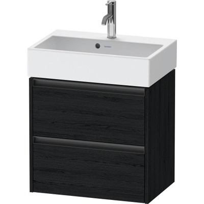 Duravit Ketho 2 Meuble sous-lavabo - 2 tiroirs - 58.4x39x54.9cm - poignées anthracite - chêne noir mat