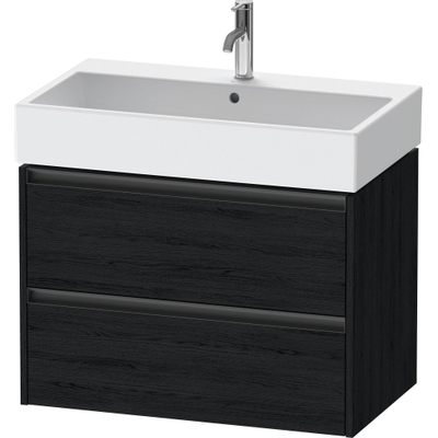 Duravit Ketho 2 meuble sous-lavabo avec 2 tiroirs 78.4x46x54.9cm avec poignées chêne anthracite noir mat