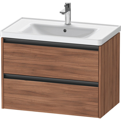 Duravit ketho meuble sous 2 lavabos avec 2 tiroirs 78.4x45.5x54.9cm avec poignées noyer anthracite mate