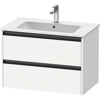 Duravit Ketho 2 meuble bas pour lavabo avec 2 tiroirs 81x48x55cm avec poignées anthracite blanc mat