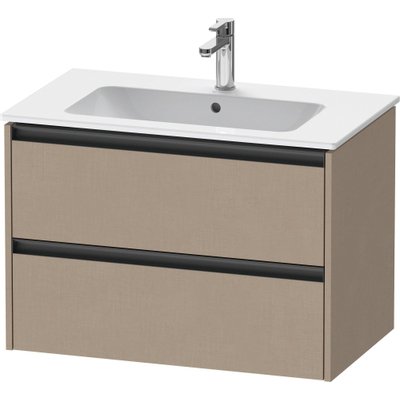 Duravit ketho 2 meuble sous lavabo avec 2 tiroirs 81x48x55cm avec poignées anthracite lin mat