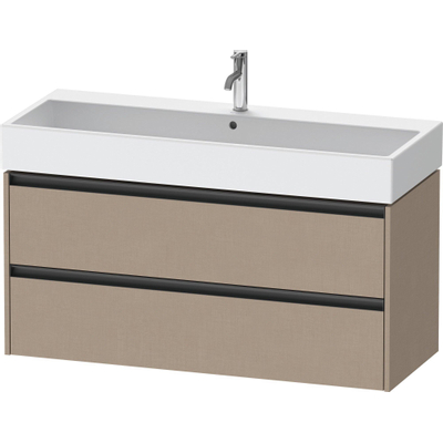 Duravit Ketho.2 Wastafelonderbouwkast - met 2 laden - voor enkele wastafel - 118.4x46x54.9cm - met grepen antraciet - linnen mat