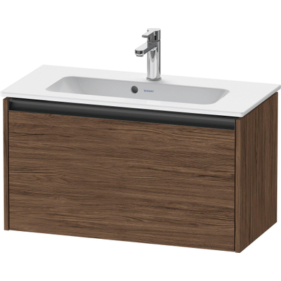 Duravit Ketho.2 Wastafelonderbouwkast - met 1 lade - 68x39x44cm - met greep antraciet - donker noten mat